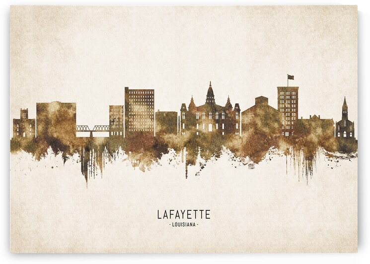 Lafayette Louisiana Cityscape Vintage by Towseef Dar