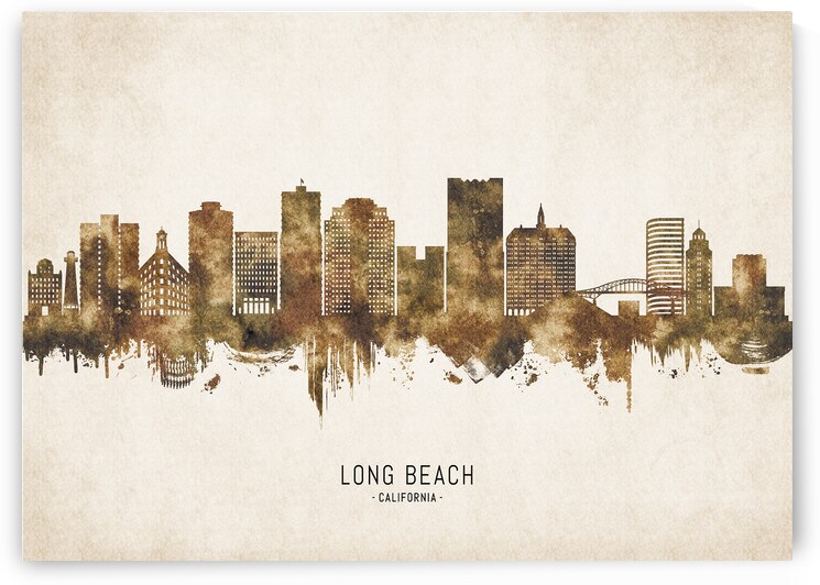 Long Beach California Cityscape Vintage by Towseef Dar