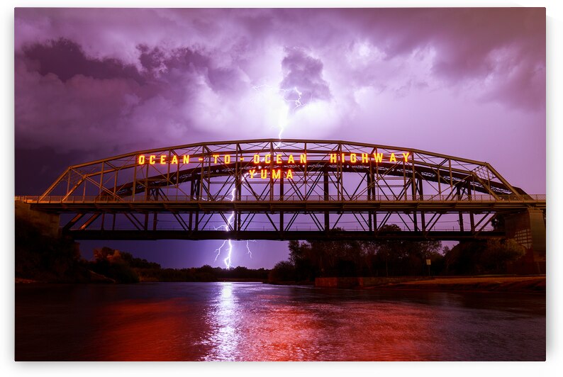 Lightning Strikes Over the Ocean-to-Ocean Bridge: Yuma AZ by Shallowshark