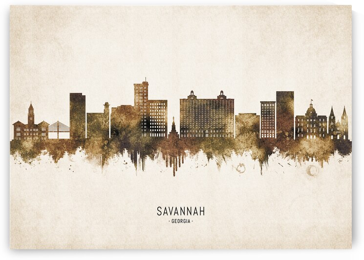 Savannah Georgia Cityscape Vintage by Towseef Dar