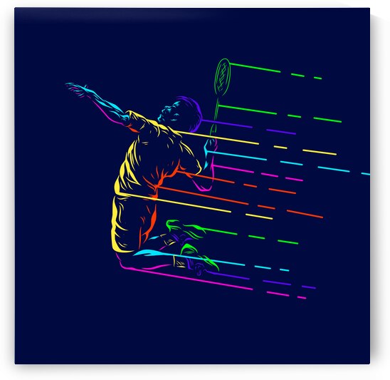 Badminton smash shot with dark background by Point Art