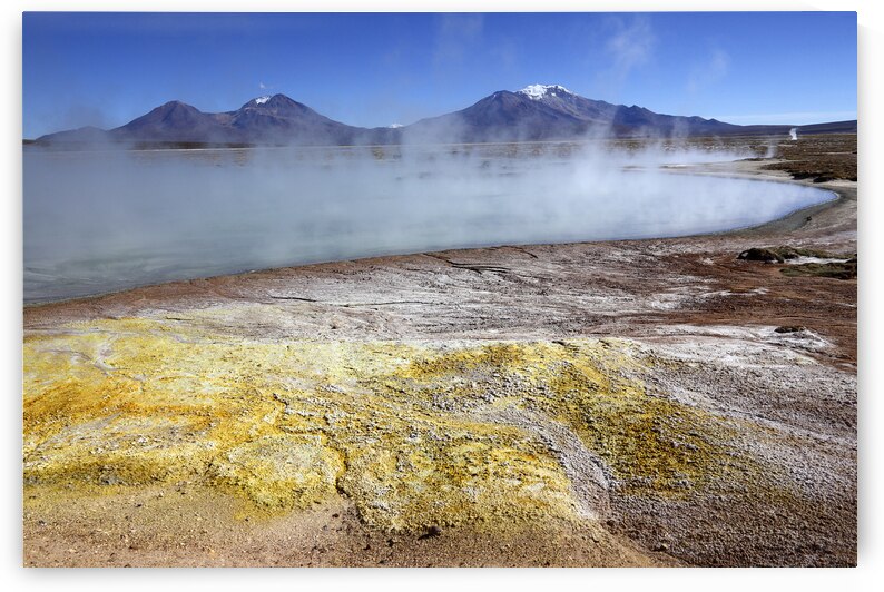 Sulfur deposits on shore of Salar de Surire Chile by Magical Andes Photography