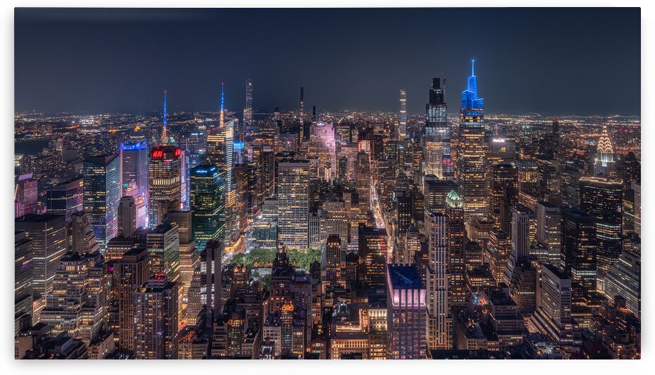 NYC Skyline Wall Art | Vibrant Night View of Manhattan by Dutch Photographer