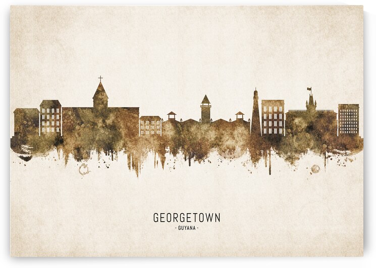 Georgetown Guyana Cityscape Vintage by Towseef Dar