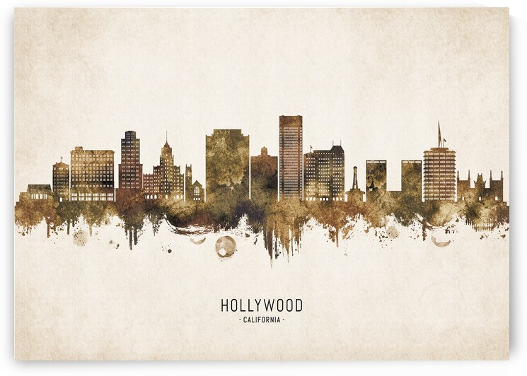 Hollywood California Cityscape Vintage by Towseef Dar