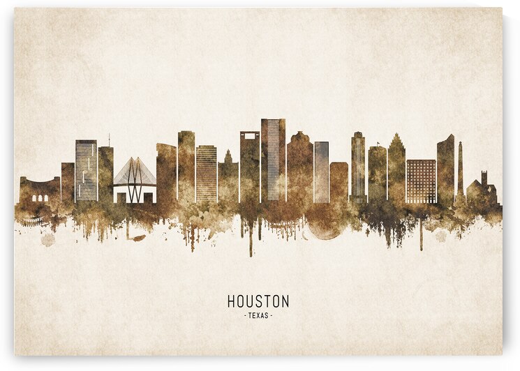 Houston Texas Cityscape Vintage by Towseef Dar