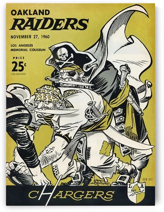 1960 Oakland Raiders vs. San Diego Chargers by Row One Brand