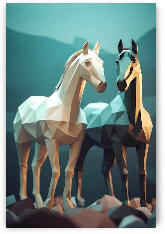 HORSE LOW POLY ART WALL DECOR  by bytecreative