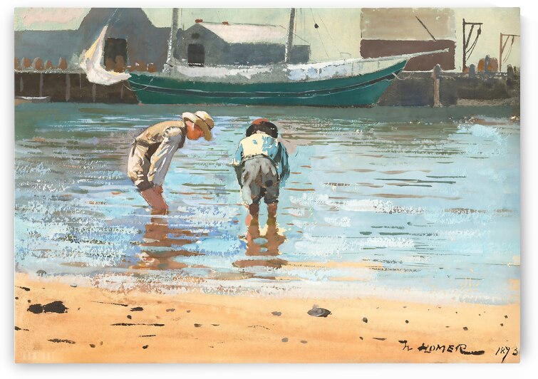 1873 Art: Boys Wading by Winslow Homer  by Row One Brand