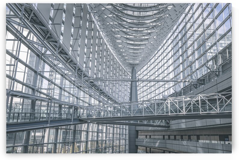Modern glass and steel architecture showing walkway  by Gualtiero Boffi