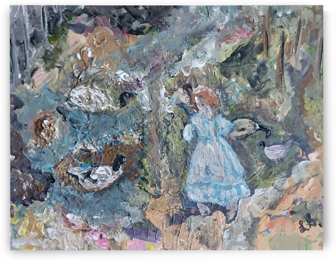 20240906 140640 YOUNG LADY WATERFOWL AND WALK IN THE FOREST by Lawrence Silver Art