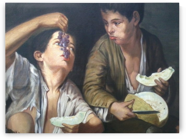 Two boys eating fruit by Bartolome Esteban Murillo