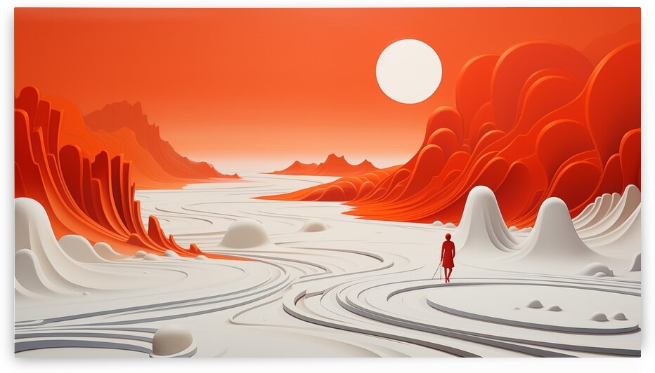 Solitude in the Crimson Dunes by Print Pro
