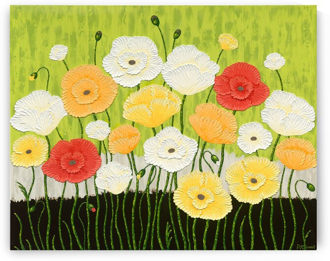 Poppies with Green by Barbara K Spraul