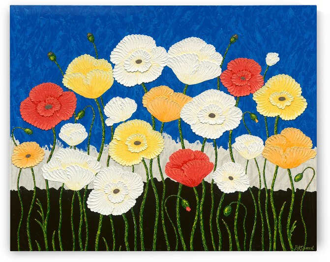 Poppies with Blue by Barbara K Spraul