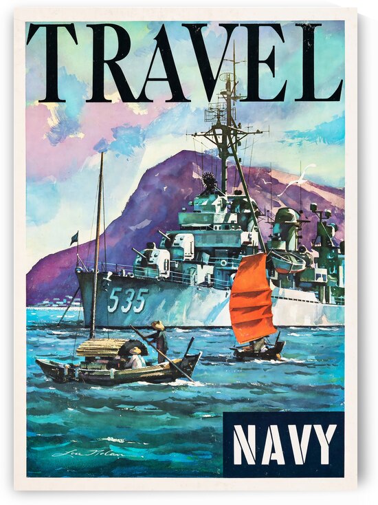 Navy Travel Poster by Vintage Poster Prints