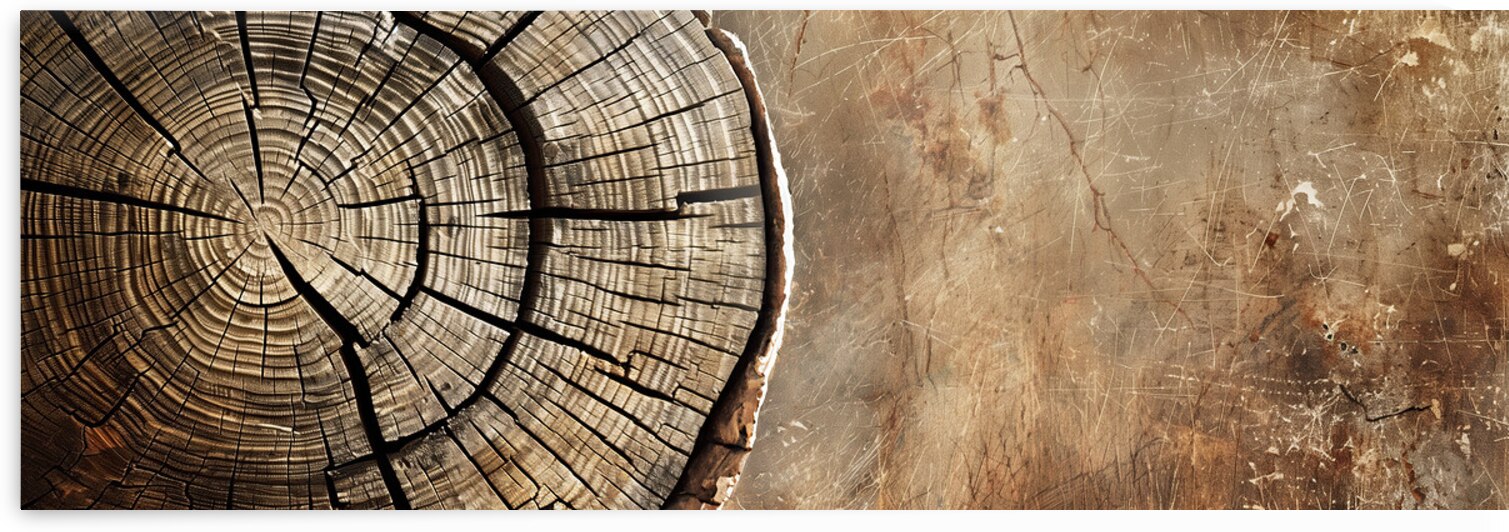 Rustic Wood Log & Stone Art Print. by New York Art Studio