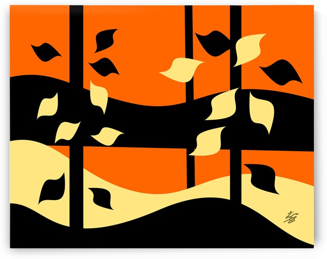 Stylized Autumn Tree  Landscape by Liz Cereby