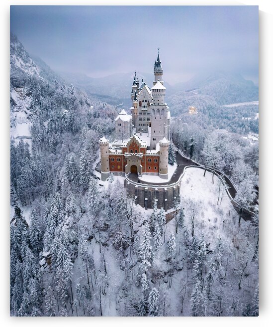 Neuschwanstein Castle during Winter Time in Bavaria in Germany by Andreas Wonisch