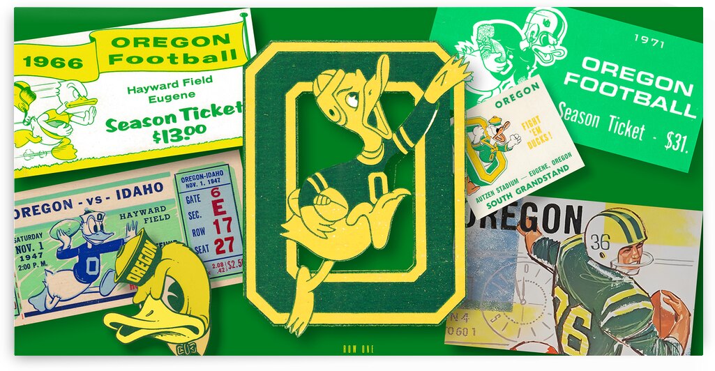 Historic Oregon Football Ticket Collage Art by Row One Brand