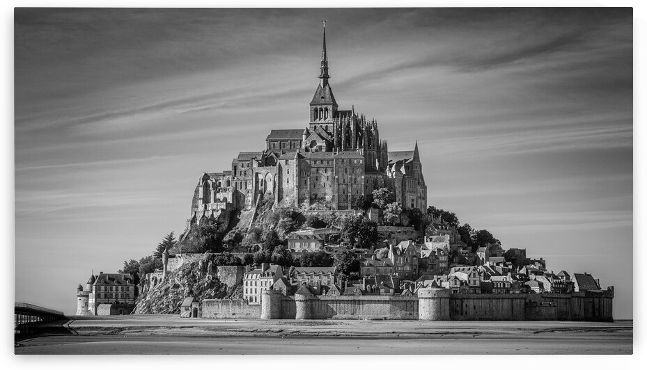 Historic Abbey of Mont Saint-Michel | Dramatic Monochrome Landscape by Dutch Photographer