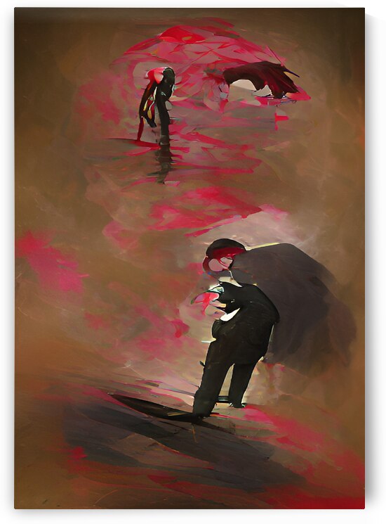 A struggle between a man and life by Modern art