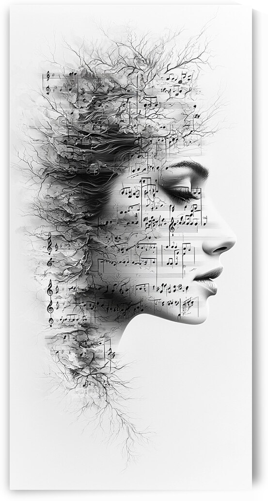 Musical Notes and Tree Silhouette Double Exposure by Fab Haven