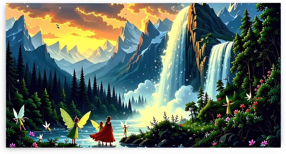 Majestic Mountain Ethereal Fantasy Elves by Adam Holms