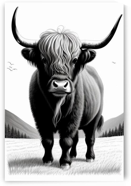 Highland Cow in a Grassland by Dan Santay