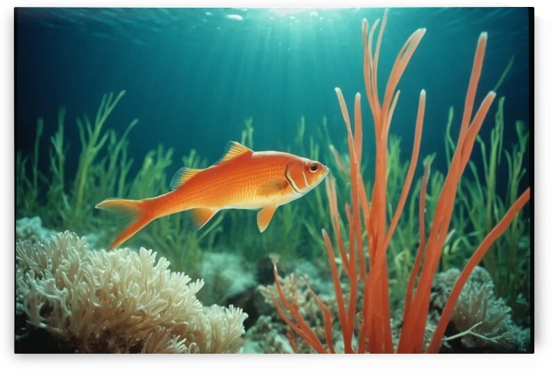 A fish swimming between coral grass by Modern art