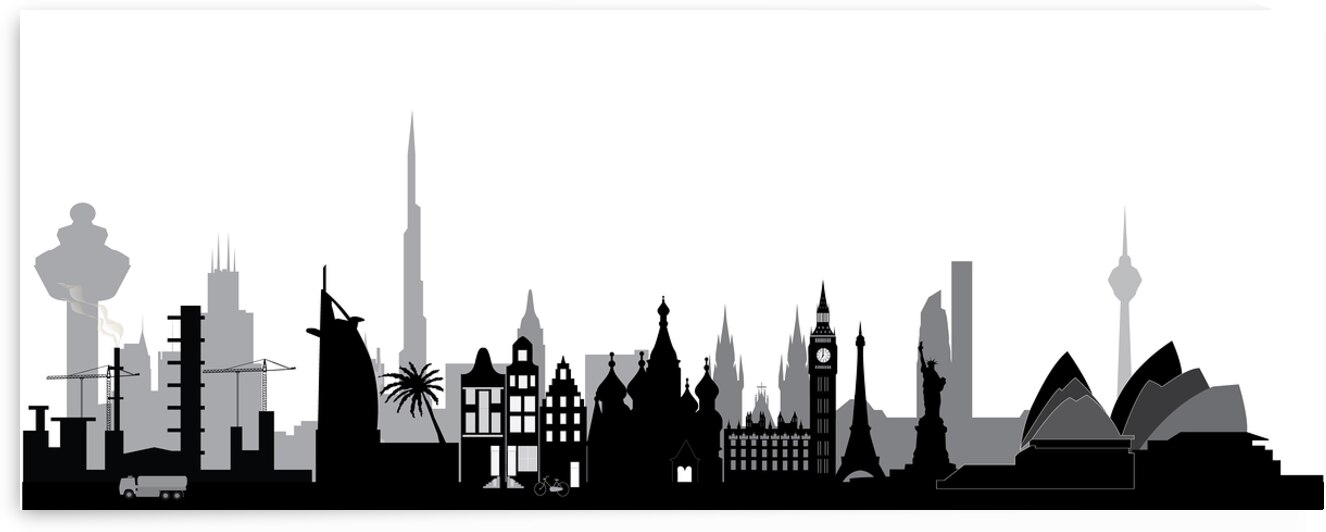 illustration world city skyline by Chris Willemsen