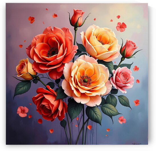 A vibrant bouquet of roses showcasing delicate petals and rich colors perfect for adding elegance to any space. Generative Al by Arteza