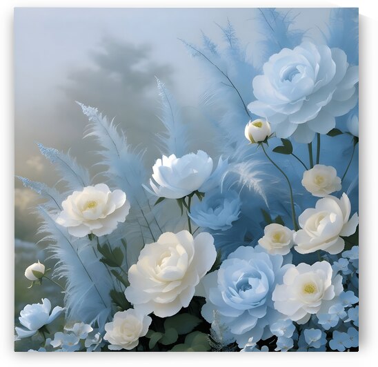 An enchanting painting of blue and white flowers capturing natures beauty and adding calm elegance to your decor_jpg by Arteza