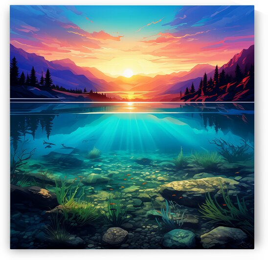 A serene landscape featuring rolling hills under a clear blue sky with a tranquil river flowing through the lush greenery. by Megh25000