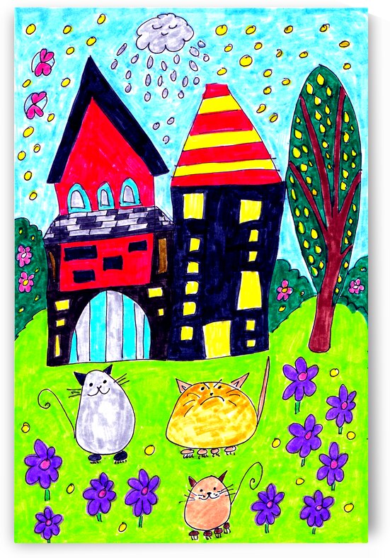 Abstract Doodle House Cats by Catriona Roberts Nature Photography and Designs