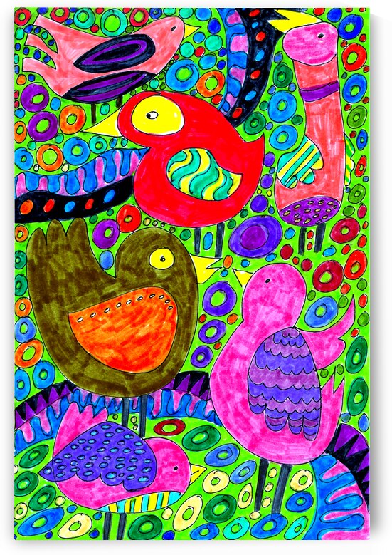 Abstract Doodle Whimsical Birds by Catriona Roberts Nature Photography and Designs