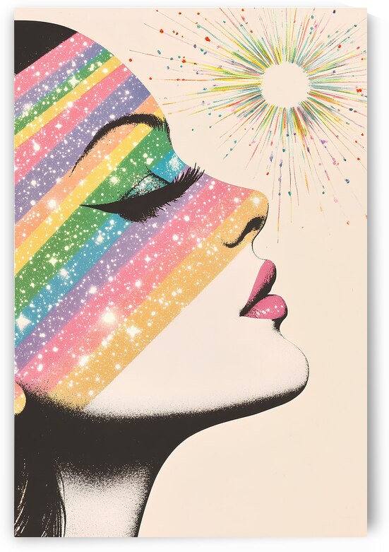 Cosmic Beauty: Rainbow and Starburst Face by Fab Haven