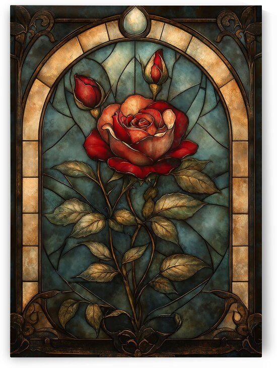 Stained Glass Red Rose by Anne Laure GOUPIL