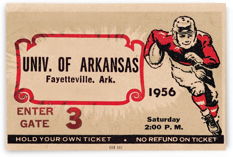1956 arkansas football ticket remix art by Row One Brand
