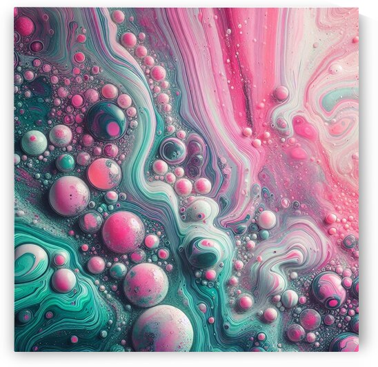 Pink  Green Fluid Art by Legacy Artworks