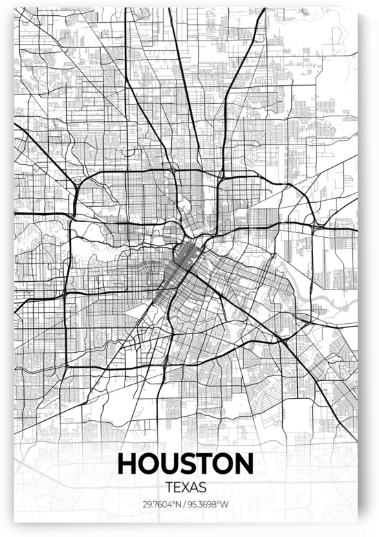 Houston Texas City Map Print by Conceptual Photography