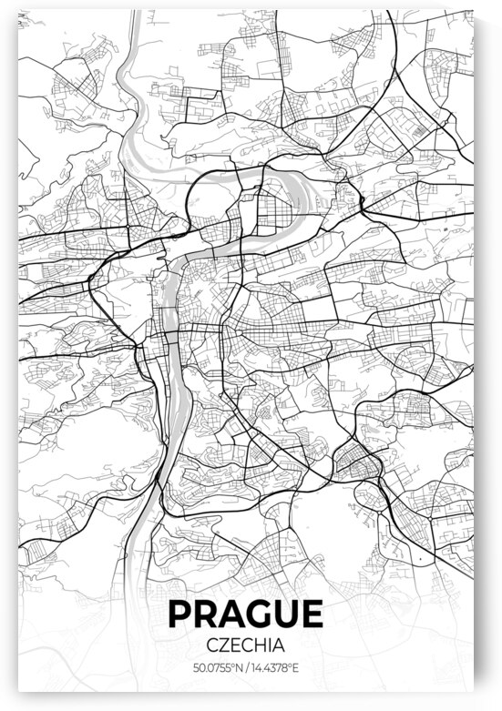 Prague Czechia City Map Print by Conceptual Photography