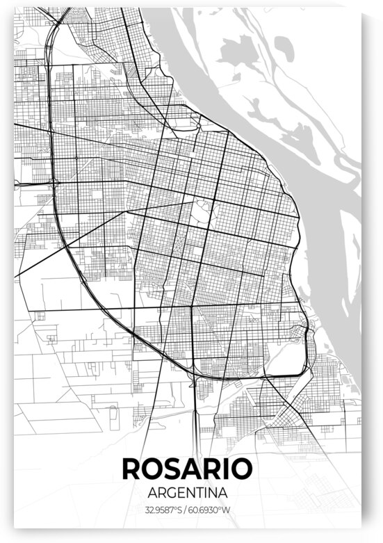 Rosario Argentina City Map Print by Conceptual Photography