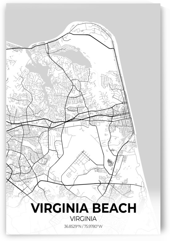 Virginia Beach City Map Print by Conceptual Photography