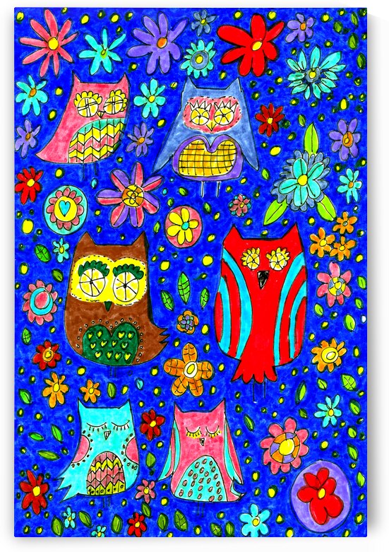 Abstract Owls and Colourful Flowers by Catriona Roberts Nature Photography and Designs