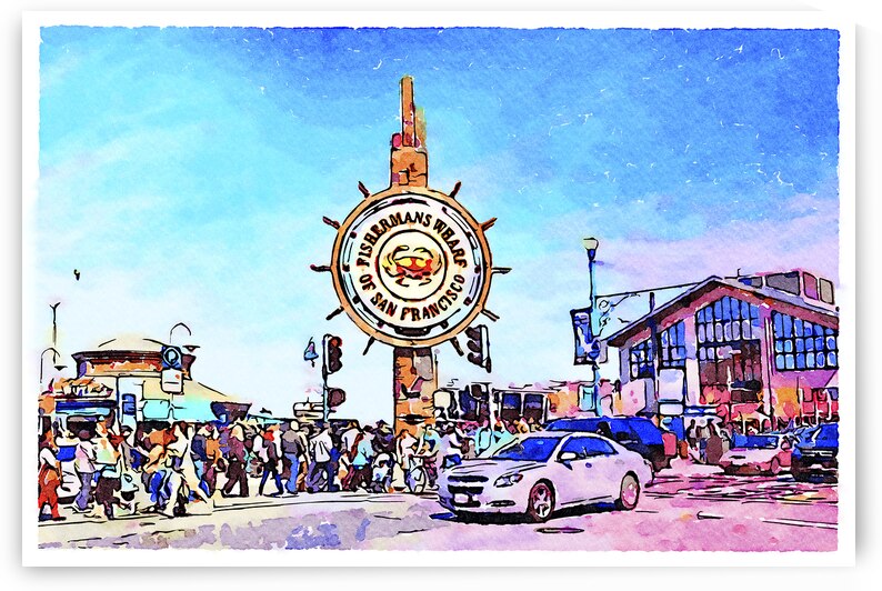 Crowds of people on a busy weekend at Fishermans Wharf San Francisco. by Travelling Light
