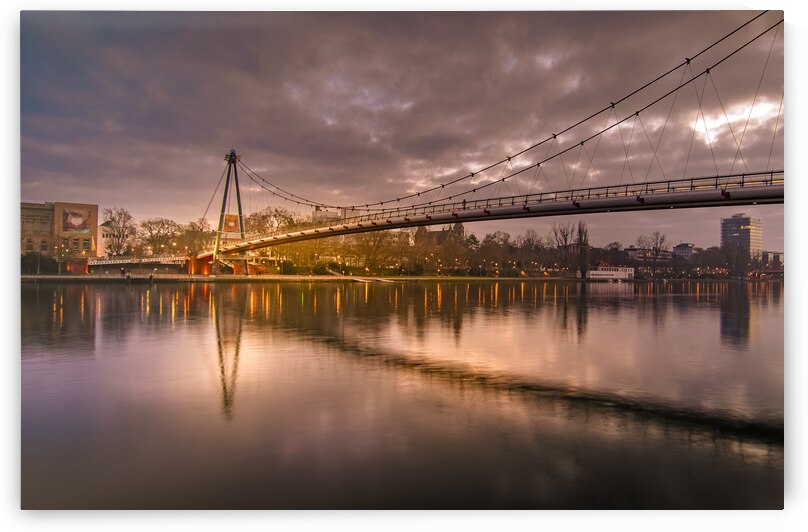 Frankfurt to Sachsenhausen Pedestrian Bridge at Sunset by Norma Brandsberg Photography