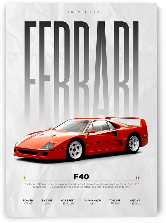 Ferrari F40 Print by Conceptual Photography