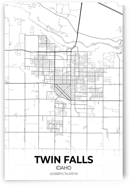 Twin Falls Idaho City Map Print by Conceptual Photography