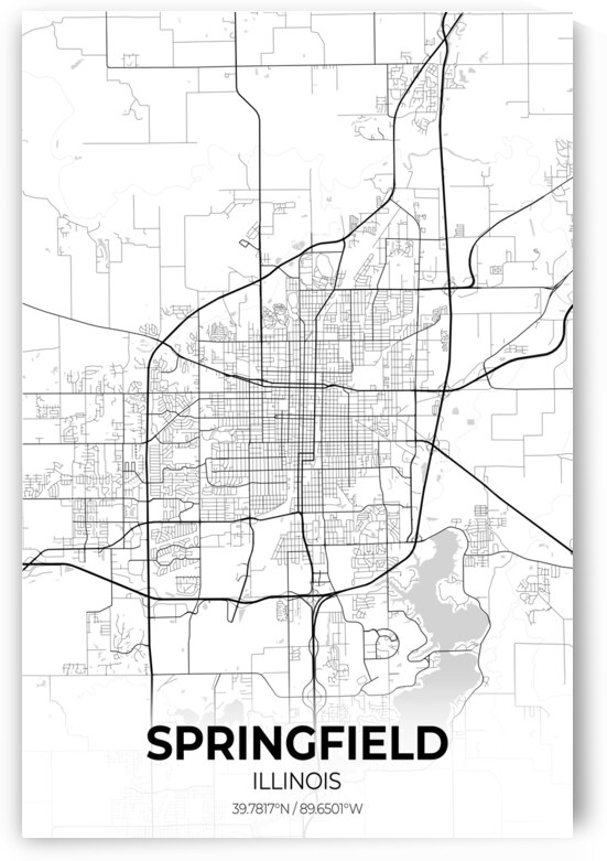 Springfield Illinois City Map Print by Conceptual Photography